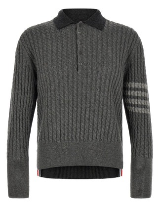 Thom Browne Gray Virgin Wool Polo Shirt