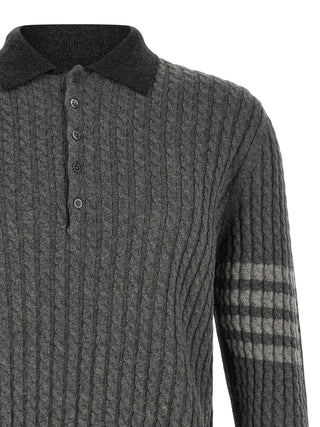 Thom Browne Gray Virgin Wool Polo Shirt