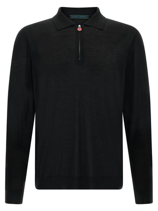Kiton Black Wool Polo Shirt
