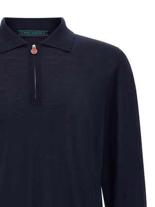 Kiton Blue Wool Polo Shirt