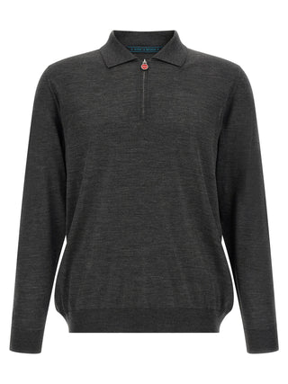 Kiton Gray Wool Polo Shirt