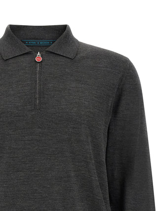 Kiton Gray Wool Polo Shirt