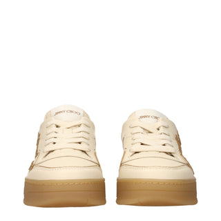 Jimmy Choo Beige Leather Low Top Sneakers