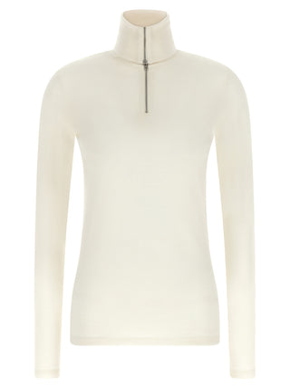Jil Sander+ Technical Wool Half-Zip Long Sleeve T-Shirt