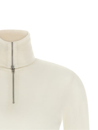 Jil Sander+ Technical Wool Half-Zip Long Sleeve T-Shirt