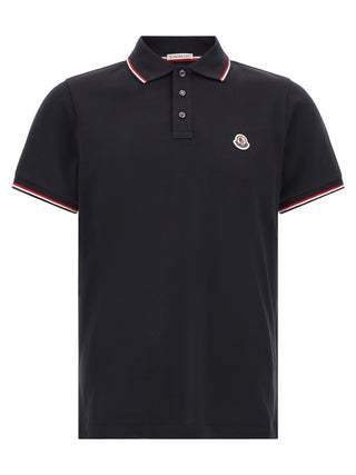 Moncler Blue Cotton Polo Shirt