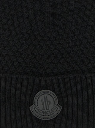 Moncler Black Leather Beanie
