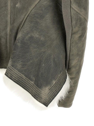 Rick Owens Gray Lamb Fur Leather Jacket