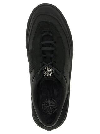 Stone Island Black Cotton Low Top Sneakers