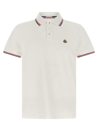 Moncler White Cotton Polo Shirt