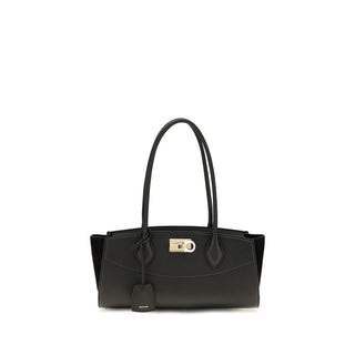 Ferragamo Black Calf Leather Shoulder Bag