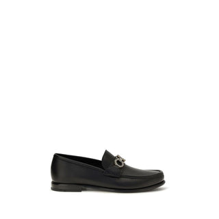 Ferragamo Black Calf Leather Slip-On Loafers