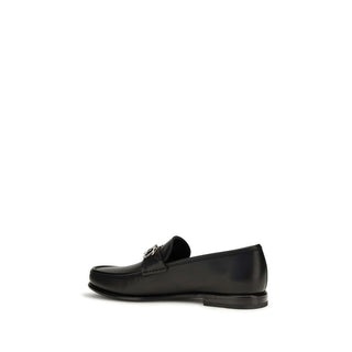 Ferragamo Black Calf Leather Slip-On Loafers