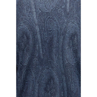 Etro Blue Silk Turtleneck