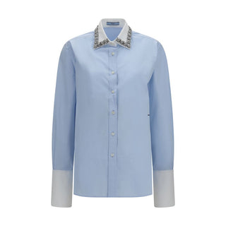 Prada Jewel-Embellished Collar Cotton Shirt