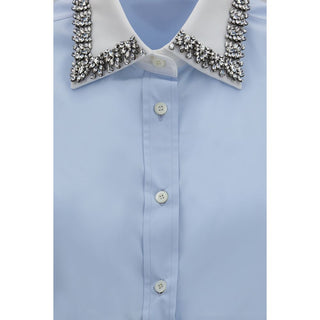 Prada Jewel-Embellished Collar Cotton Shirt