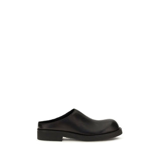 MM6 Black Calf Leather Mules