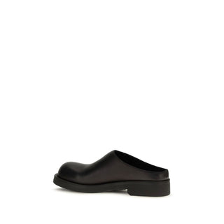 MM6 Black Calf Leather Mules