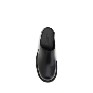 MM6 Black Calf Leather Mules