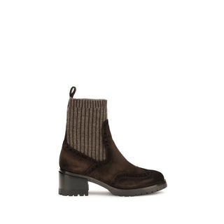 Santoni Brown Calf Leather Ankle Boots