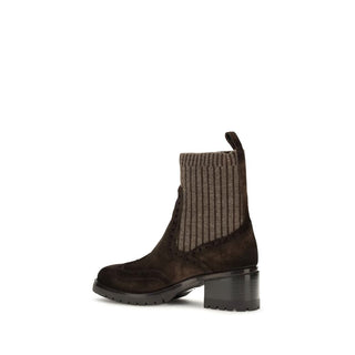 Santoni Brown Calf Leather Ankle Boots
