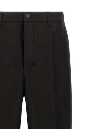 Rick Owens Black Ramie Casual Pants