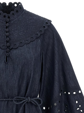 Zimmermann Blue Cotton Short Dress