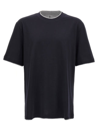 Brunello Cucinelli Blue Cotton T-Shirt