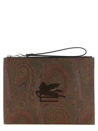 Etro Brown Cotton Clutch Bag