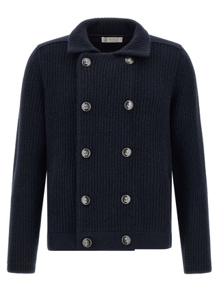 Brunello Cucinelli Blue Cashmere Cardigan