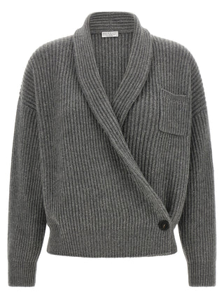 Brunello Cucinelli Gray Cashmere Cardigan
