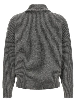 Brunello Cucinelli Gray Cashmere Cardigan