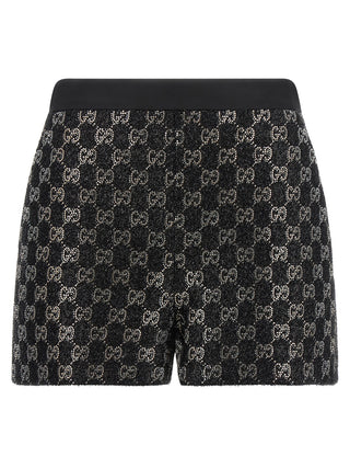 Gucci Crystal GG Lamé Tweed Tailored Shorts