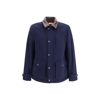 Brunello Cucinelli Virgin Wool Jacket with Nappa Inserts