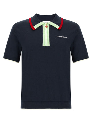 Casablanca Blue Wool Polo Shirt