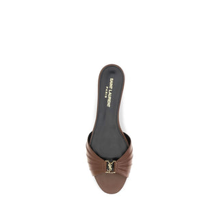 Saint Laurent Brown Calf Leather Mules