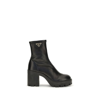 Prada Stretch Nappa Leather Platform Ankle Boots