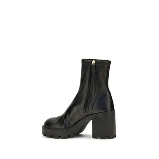 Prada Stretch Nappa Leather Platform Ankle Boots