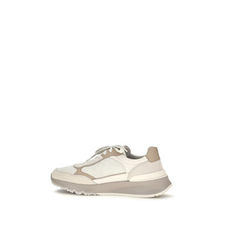 Brunello Cucinelli Beige Calf Leather Athletic Sneakers