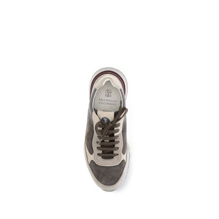 Brunello Cucinelli Gray Calf Leather Chunky Sneakers