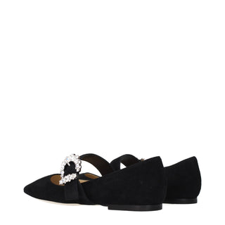 Jimmy Choo Crystal-Embellished Suede Ballet Flats