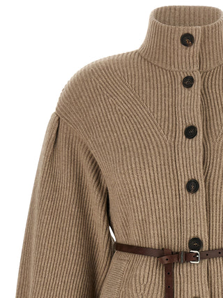 Brunello Cucinelli Wool, Cashmere and Silk Belted Cardigan