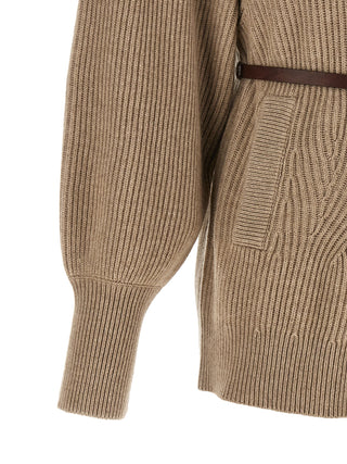 Brunello Cucinelli Wool, Cashmere and Silk Belted Cardigan