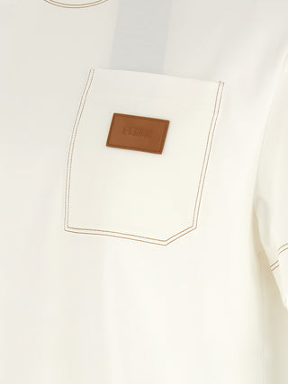 Fendi Logo Patch Cotton T-Shirt