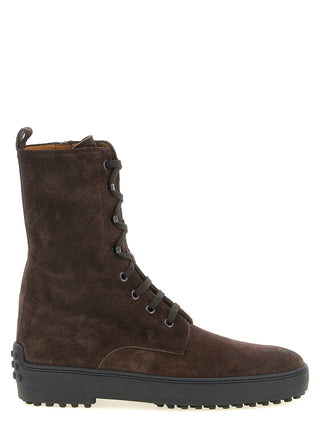Tod's Winter Gommino Leather Lace-Up Ankle Boots