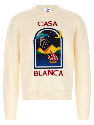 Casablanca Pyramid Abduction Intarsia Wool Sweater
