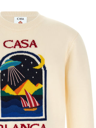 Casablanca Pyramid Abduction Intarsia Wool Sweater