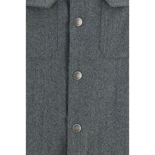 Brunello Cucinelli Gray Wool Oves Aries Dress Shirt