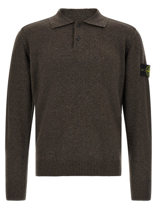 Stone Island Virgin Wool Knit Polo Shirt