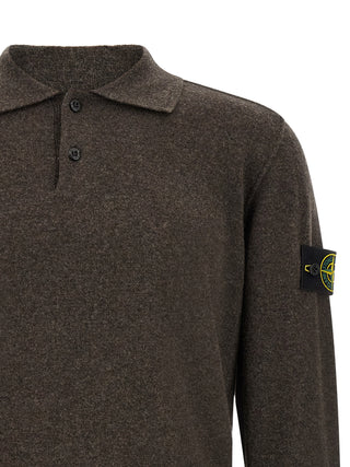 Stone Island Virgin Wool Knit Polo Shirt